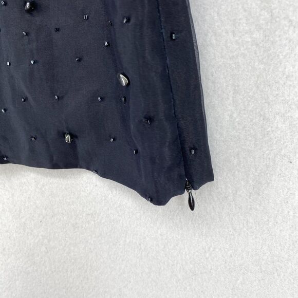 DANA BUCHMAN Tank Top 10 M Silk Embellished Beads Scoop Neck Side Zip Black - Picture 5 of 10